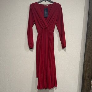 Elegant Red Long Sleeve Dress